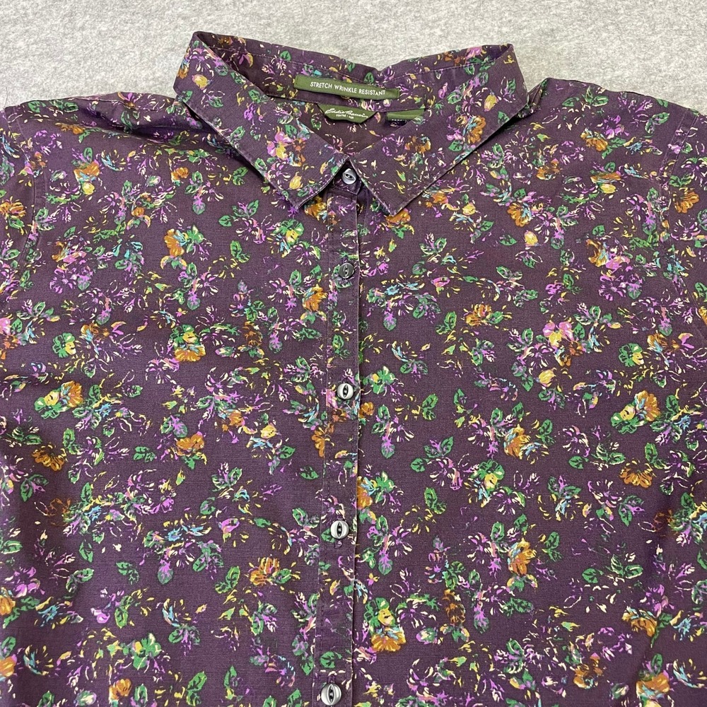 Eddie Bauer Purple Floral Stretch Wrinkle Resistant Button Down Shirt 2X - Picture 6 of 16